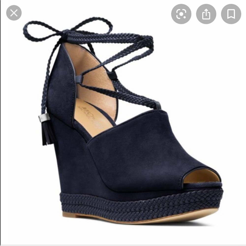 Michael Kors Navy Suede Platform Wedges
